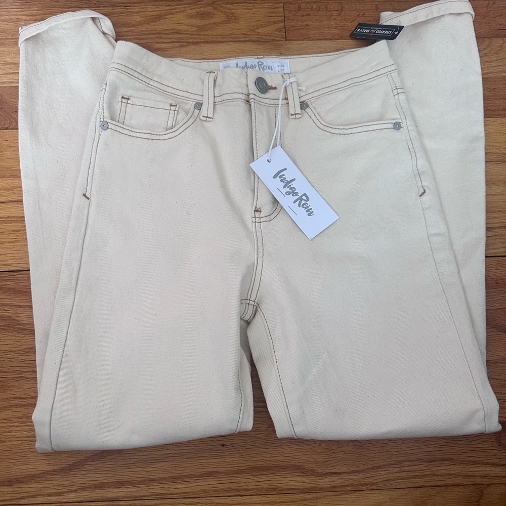 Indigo Rein Cream color Jeans Ankle High Rise Size 5 W26 L27